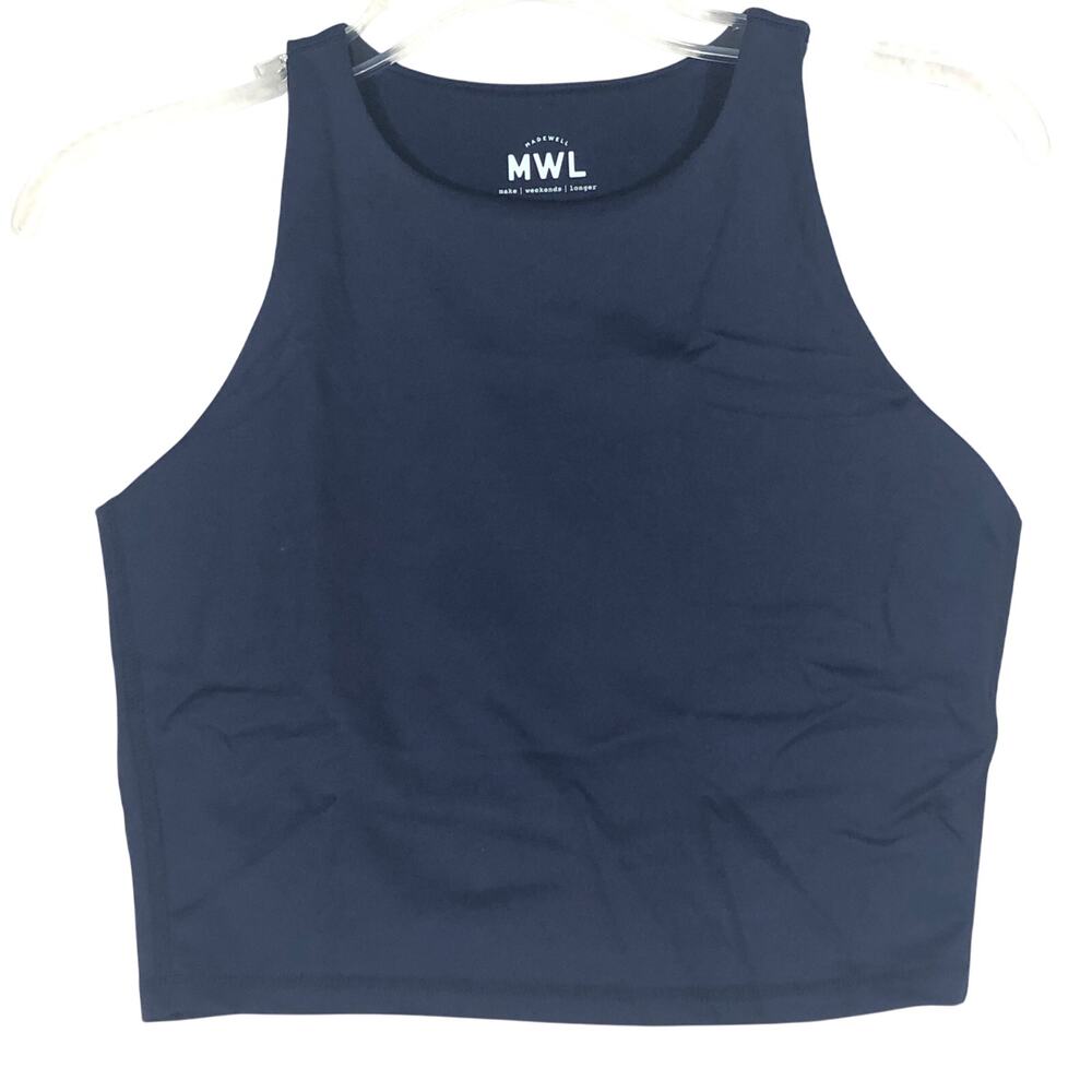 Madewell Womens Small Navy Blue Form Racerback Crop Tank Top Athletic NA554 NWT